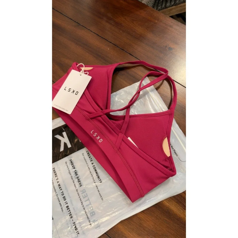 LSKD Clarity Sports Bra Plum Berry Small NWT NEW
